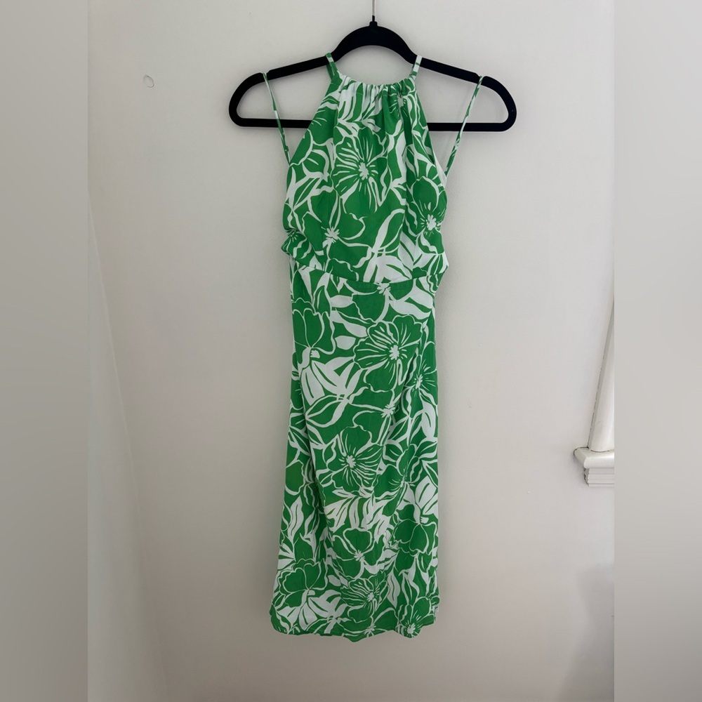 Revolve Green Tropical Pattern Midi Dress - Picture 2 of 13